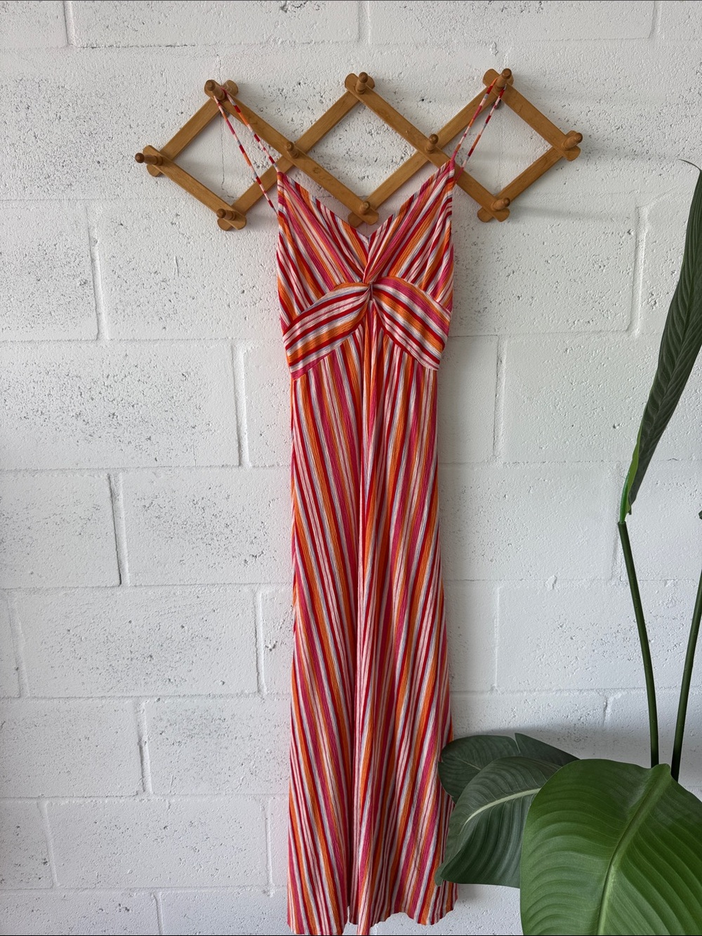 Striped Twist-Front Maxi Dress in Red & Pink - Picture 1 of 5